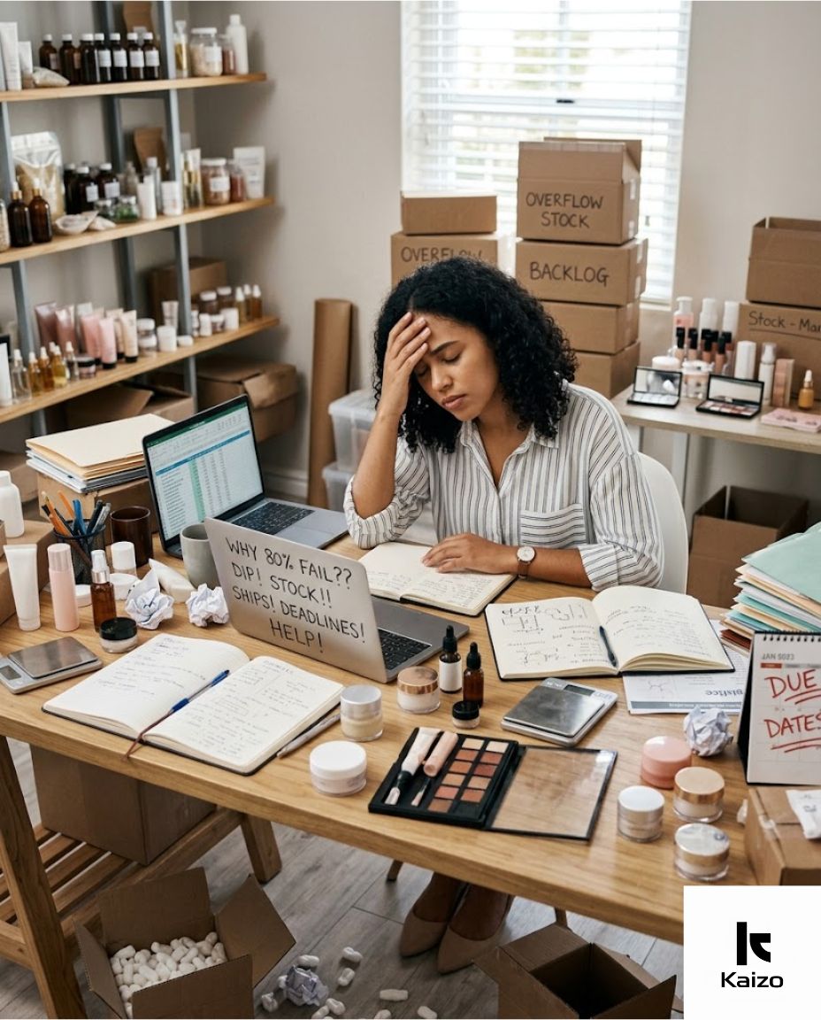 Fondatrice de marque cosmétique débordée par la gestion opérationnelle